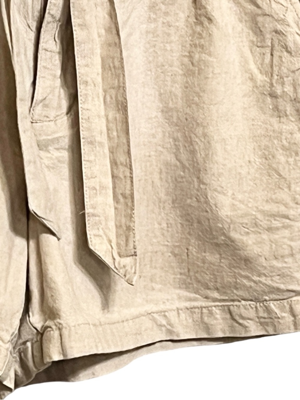 Jag High Rise Belted Pleat Paper Bag Short In Oatmeal Women’s 14 Linen Cotton - Picture 4 of 10